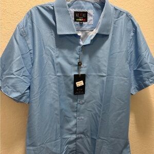 AZARO UOMO Blue Men's short sleeve Button Shirt size 3XL